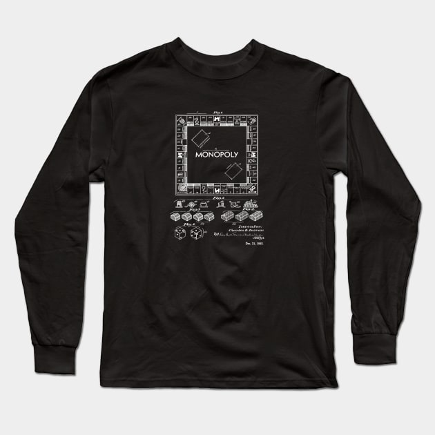 Monopoly Game Patent Art Long Sleeve T-Shirt by MadebyDesign